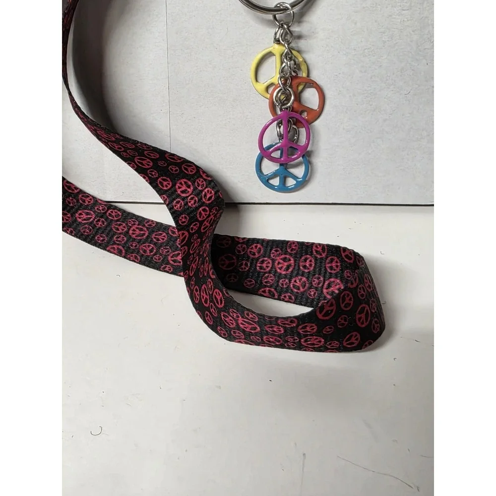 Peace Sign Lanyard And Detachable Peace Keychain